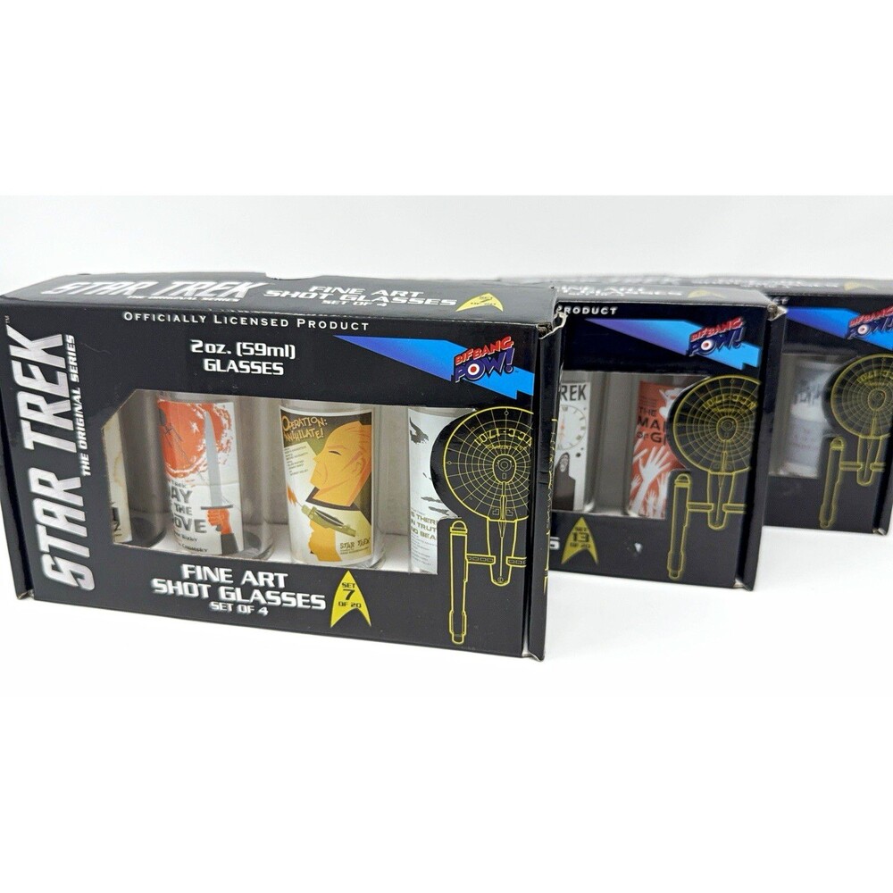 BiF Bang Pow! Star Trek Original Series Shot Glass Three Sets 4 2oz Glasses